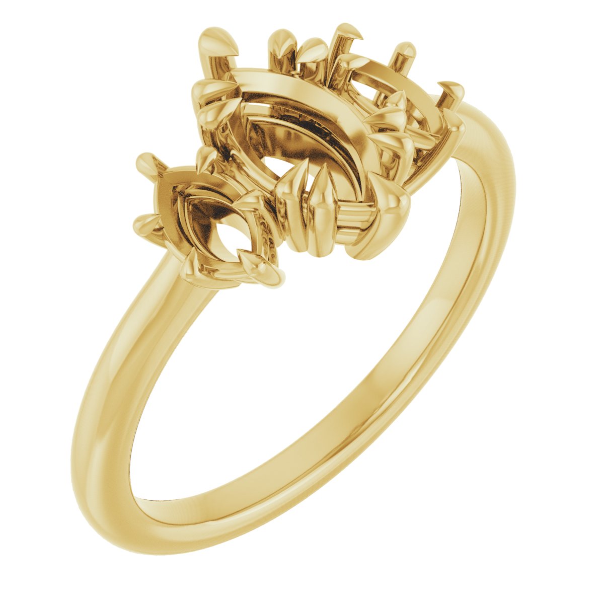 Double Claw-Prong Three-Stone Engagement Ring