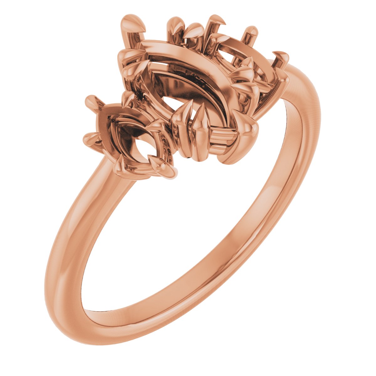 Double Claw-Prong Three-Stone Engagement Ring