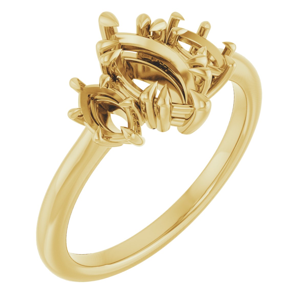 Double Claw-Prong Three-Stone Engagement Ring