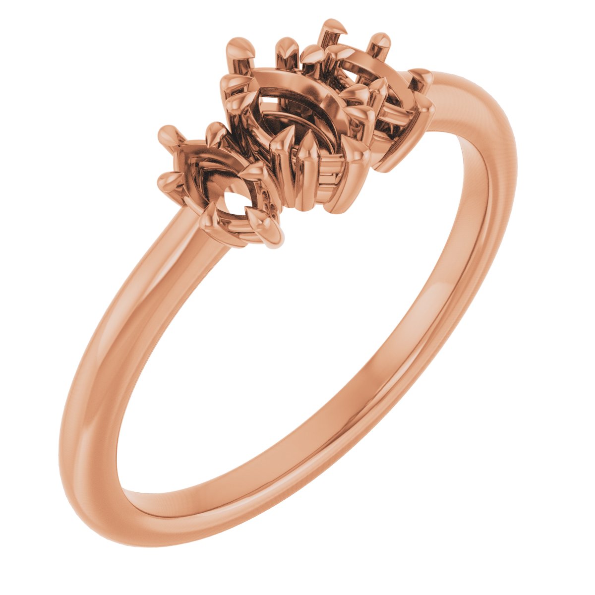 Double Claw-Prong Three-Stone Engagement Ring