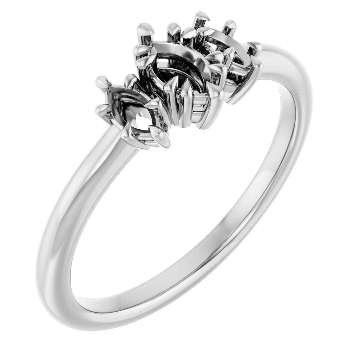Double Claw-Prong Three-Stone Engagement Ring