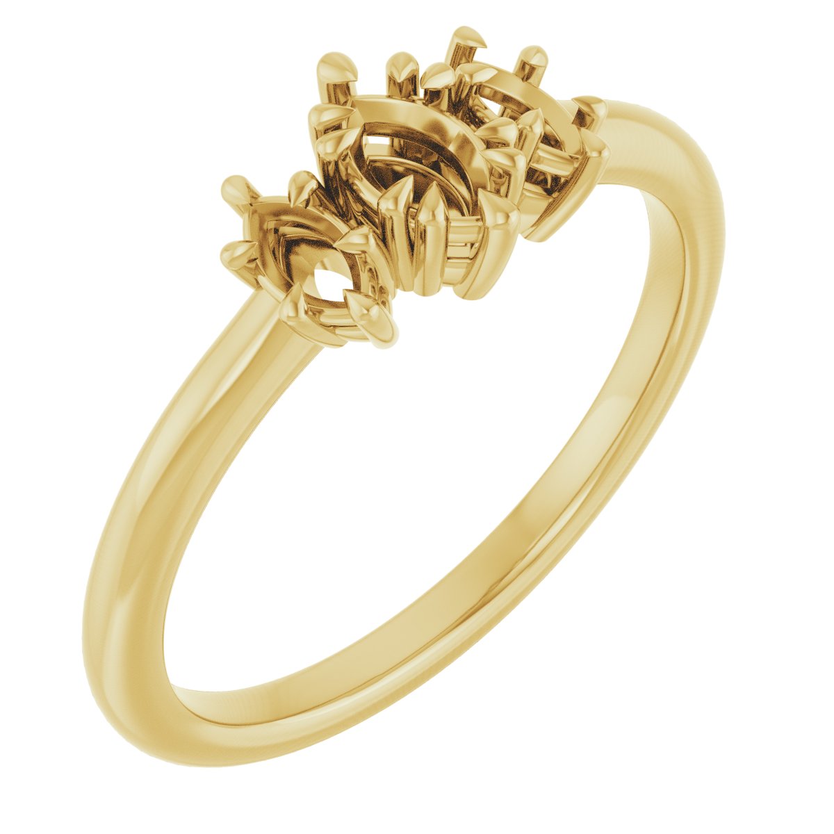 Double Claw-Prong Three-Stone Engagement Ring