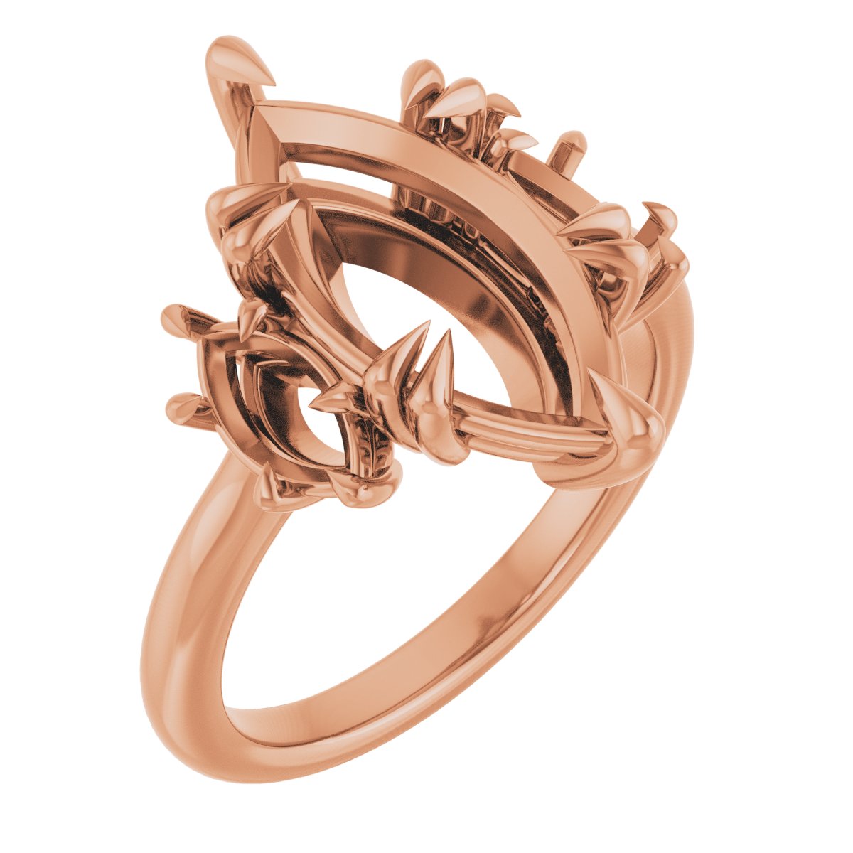 Double Claw-Prong Three-Stone Engagement Ring