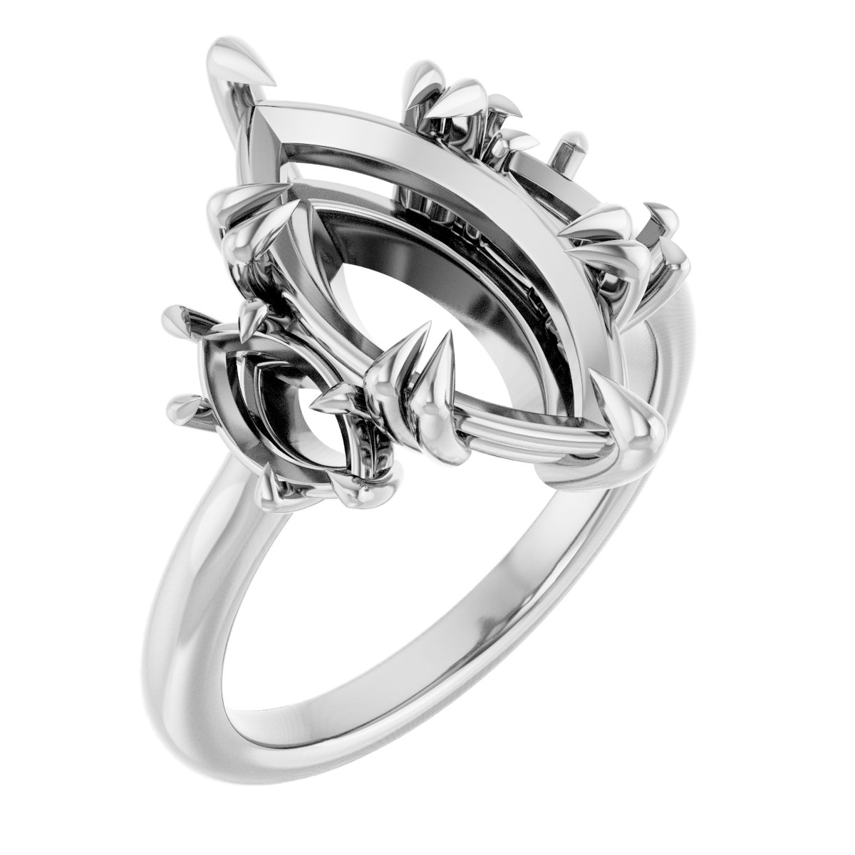 Double Claw-Prong Three-Stone Engagement Ring