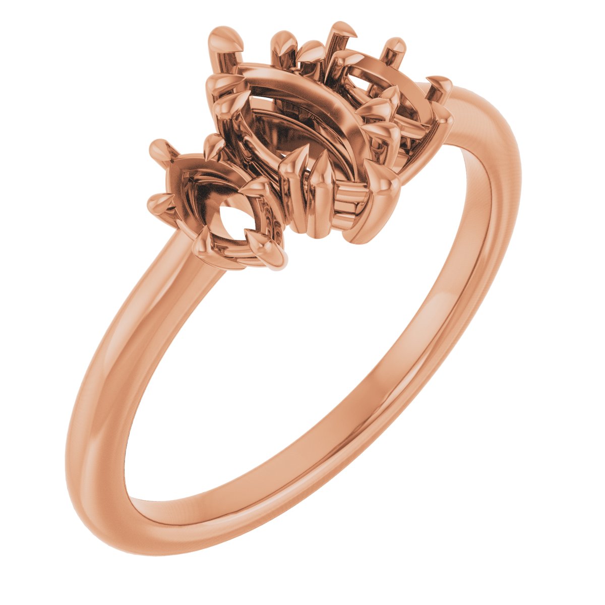 Double Claw-Prong Three-Stone Engagement Ring