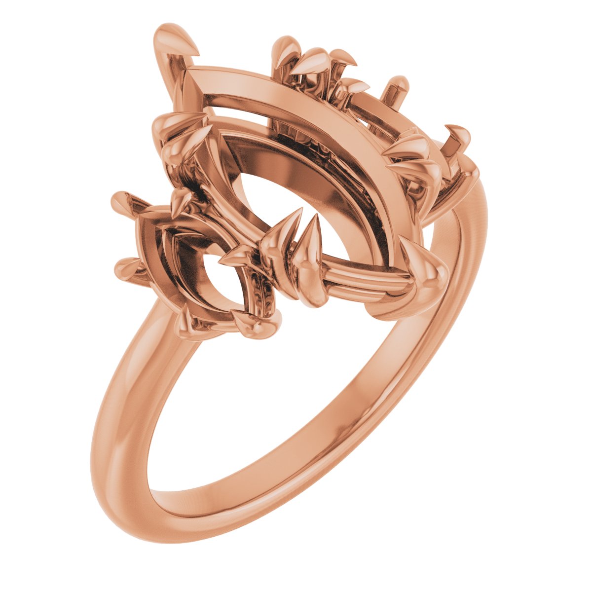 Double Claw-Prong Three-Stone Engagement Ring