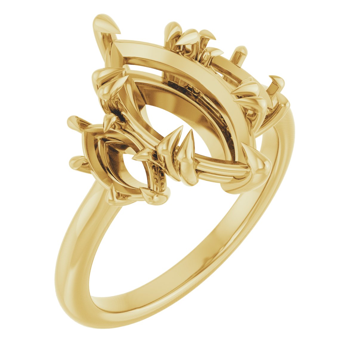 Double Claw-Prong Three-Stone Engagement Ring