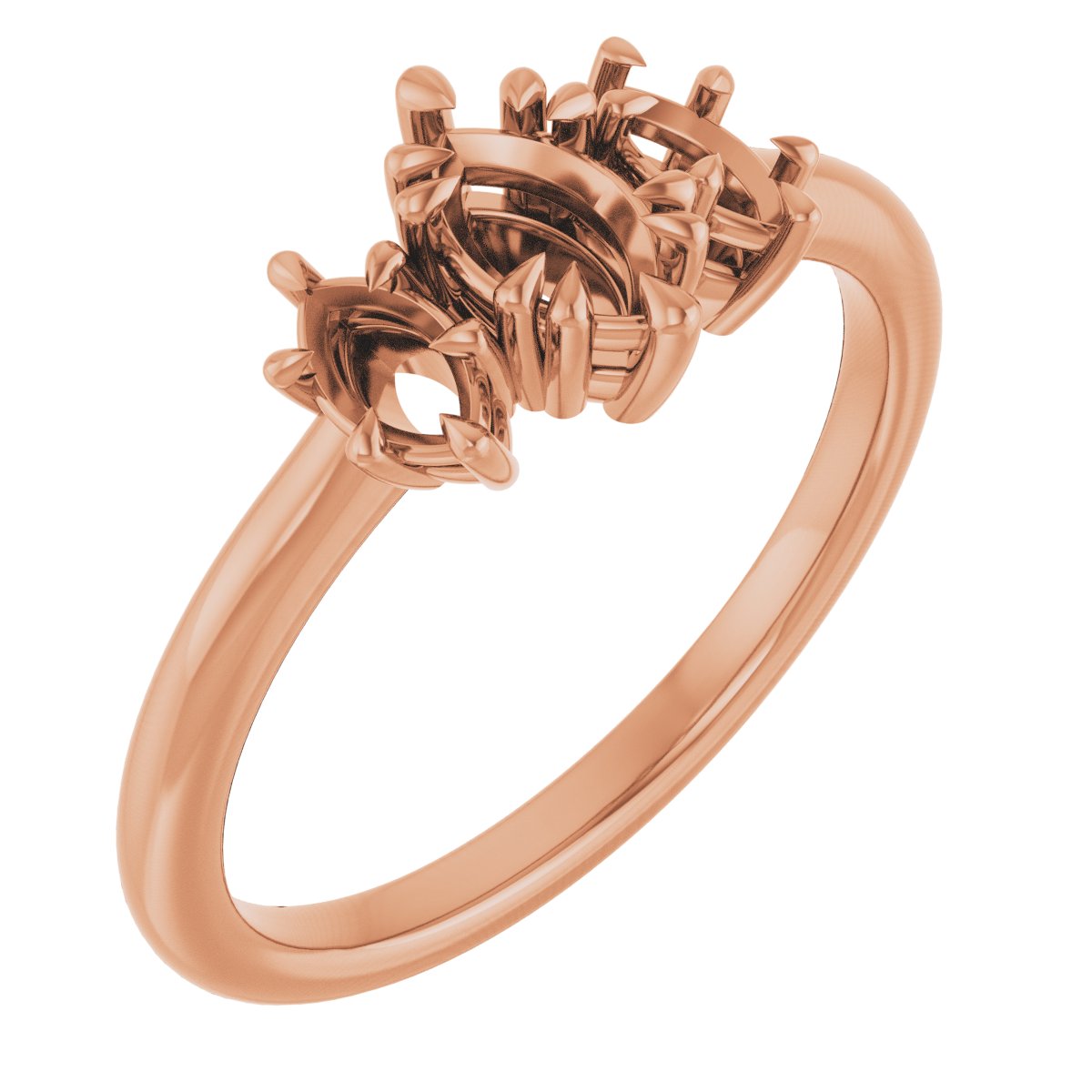 Double Claw-Prong Three-Stone Engagement Ring