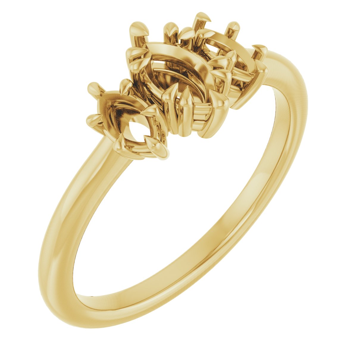 Double Claw-Prong Three-Stone Engagement Ring