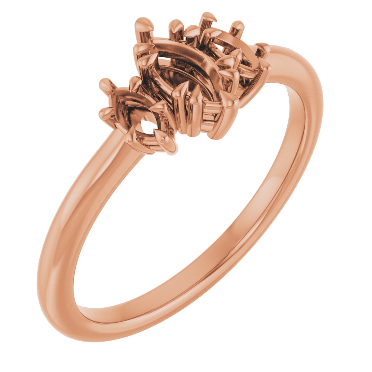 Double Claw-Prong Three-Stone Engagement Ring
