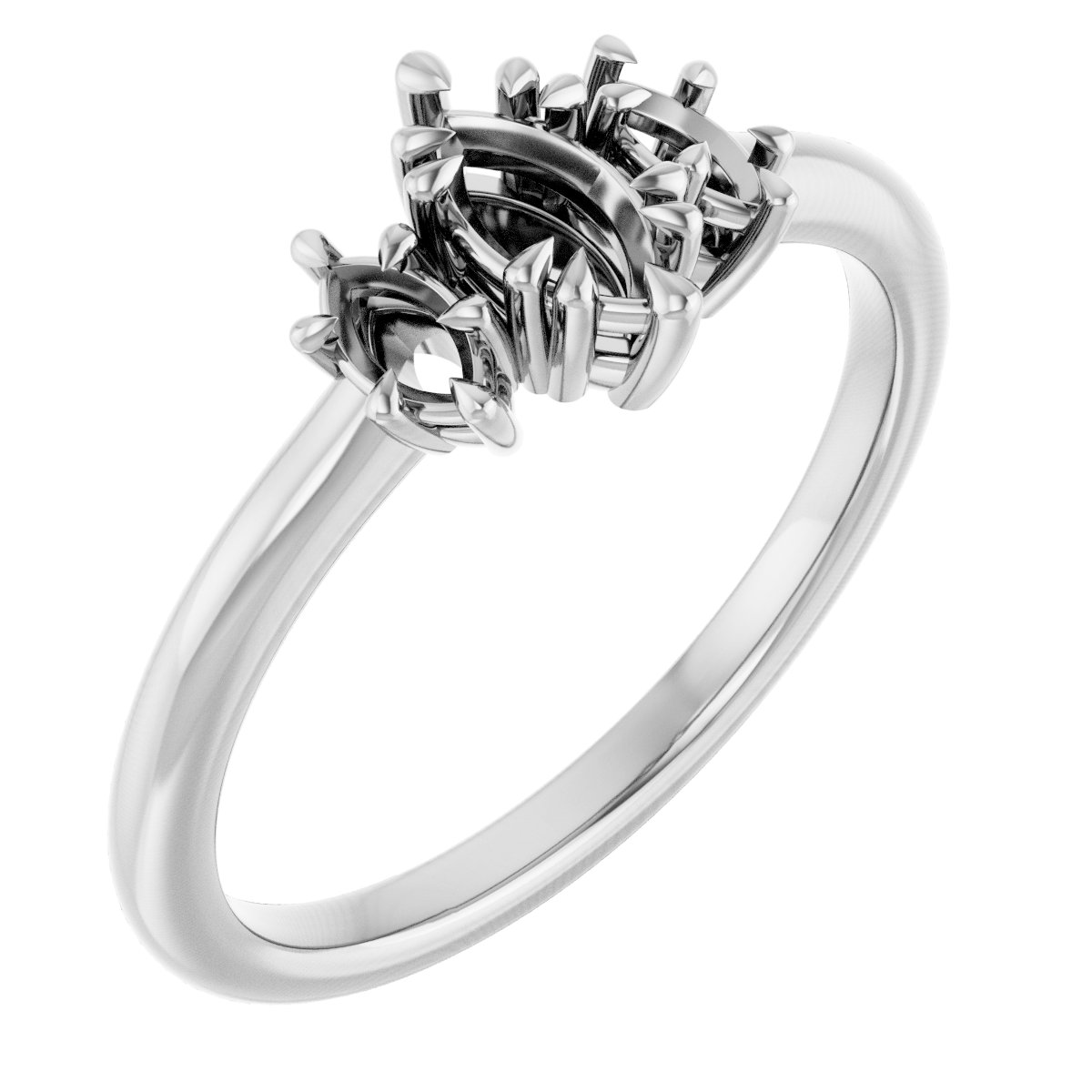 Double Claw-Prong Three-Stone Engagement Ring