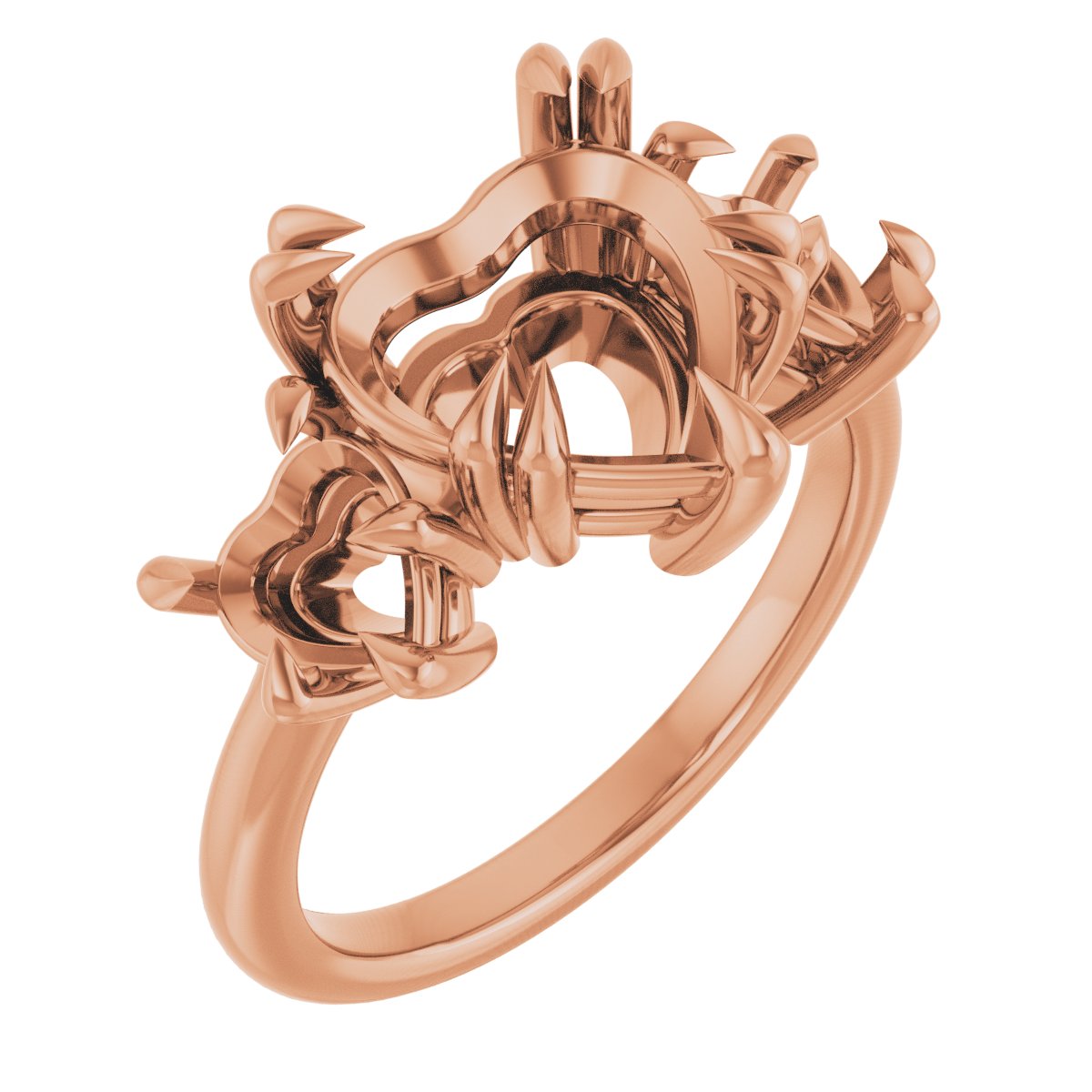Double Claw-Prong Three-Stone Engagement Ring