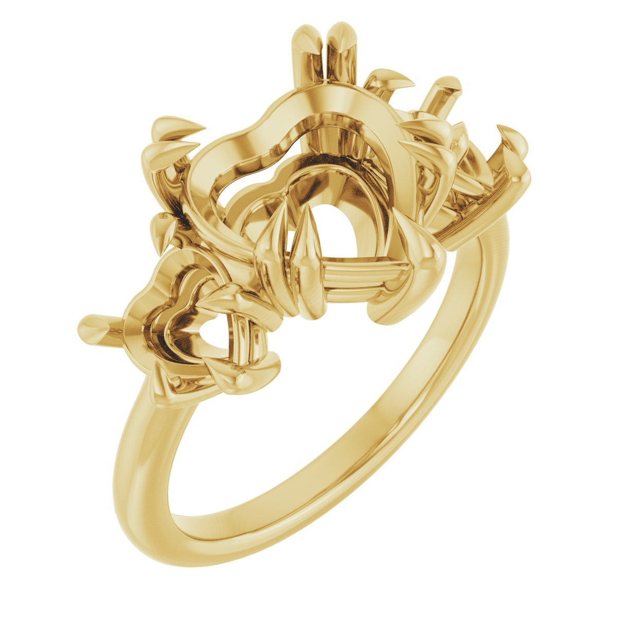 Double Claw-Prong Three-Stone Engagement Ring