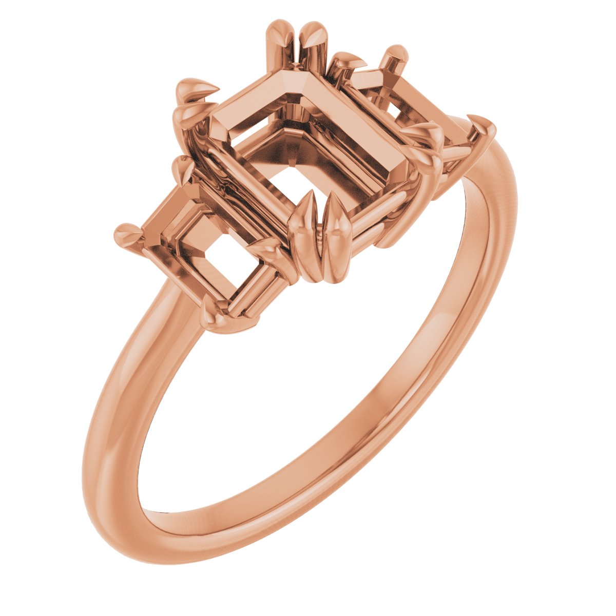Double Claw-Prong Three-Stone Engagement Ring
