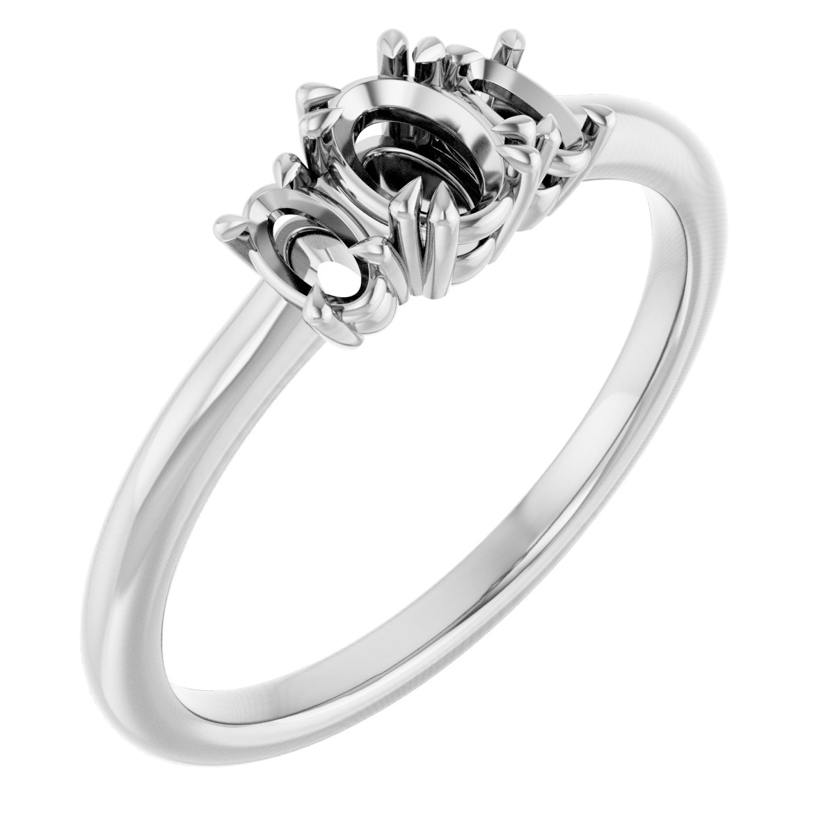 Double Claw-Prong Three-Stone Engagement Ring