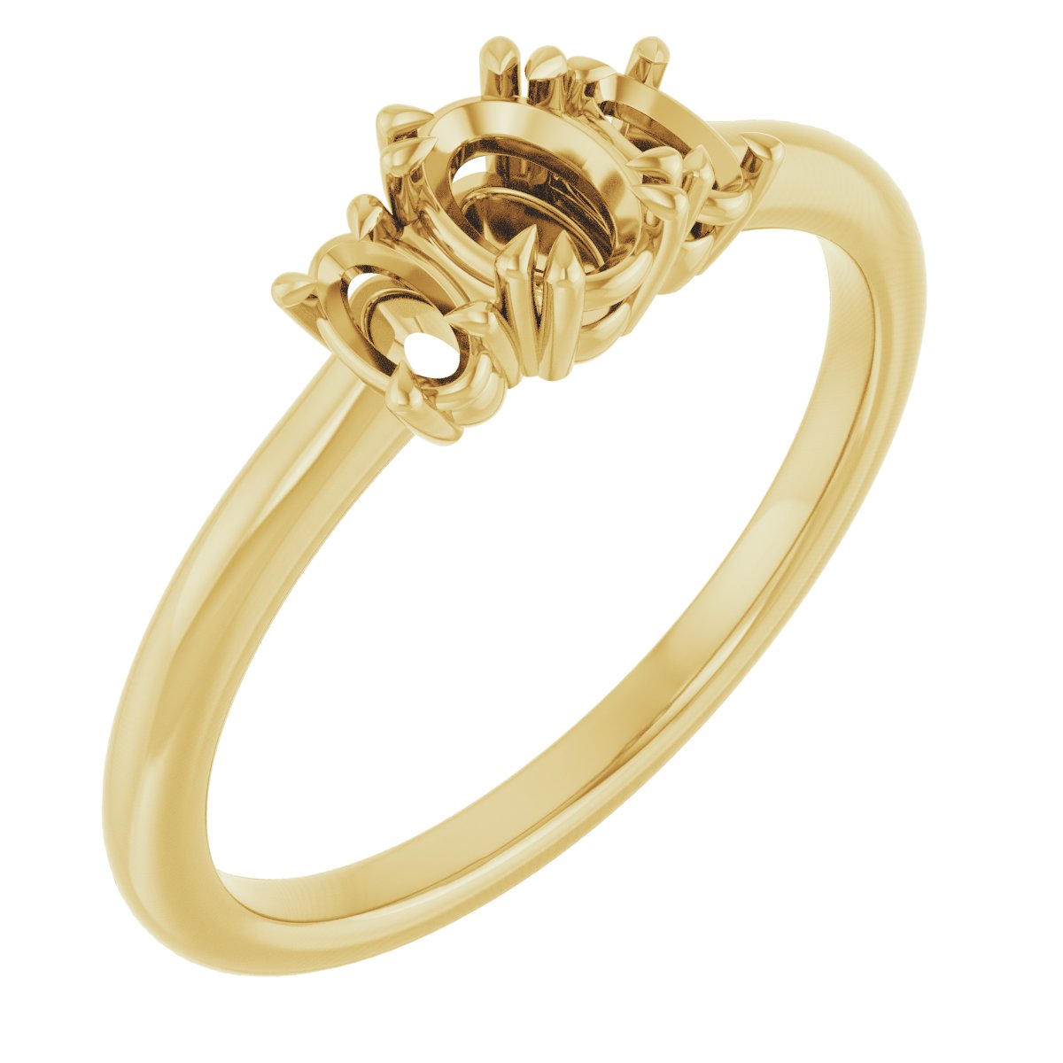 Double Claw-Prong Three-Stone Engagement Ring