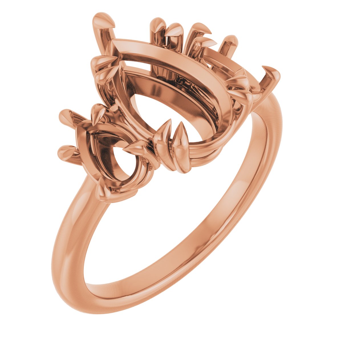Double Claw-Prong Three-Stone Engagement Ring