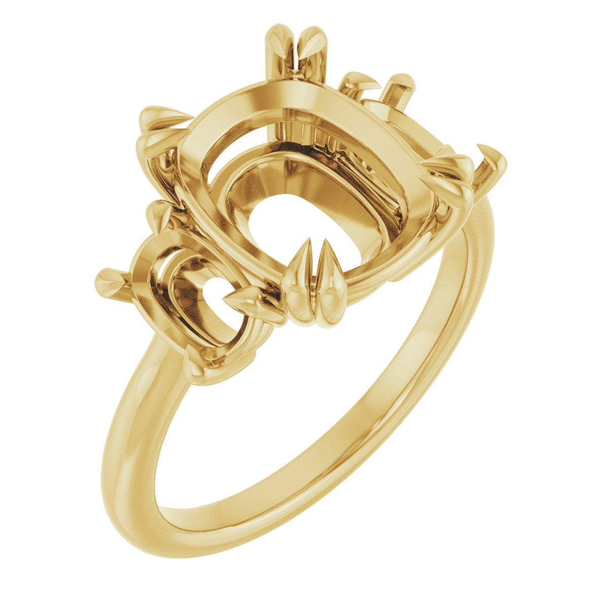 Double Claw-Prong Three-Stone Engagement Ring