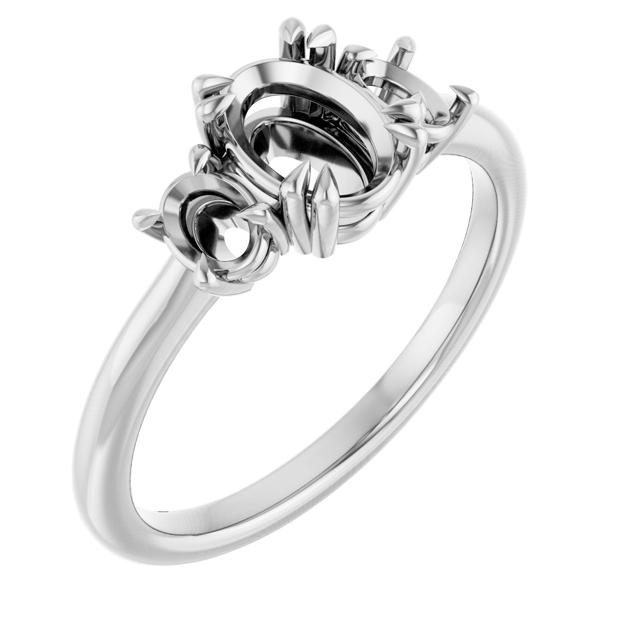 Double Claw-Prong Three-Stone Engagement Ring