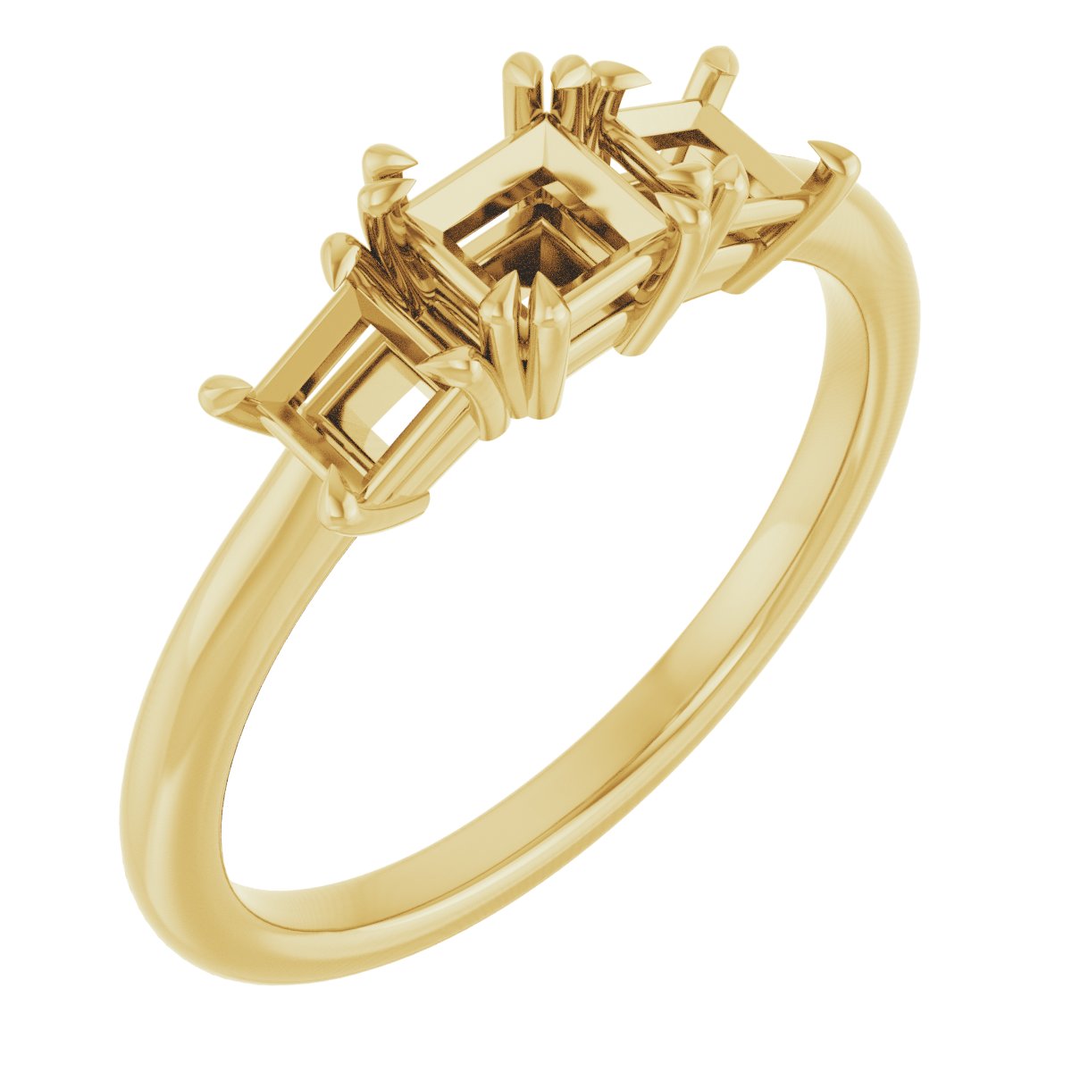 Double Claw-Prong Three-Stone Engagement Ring