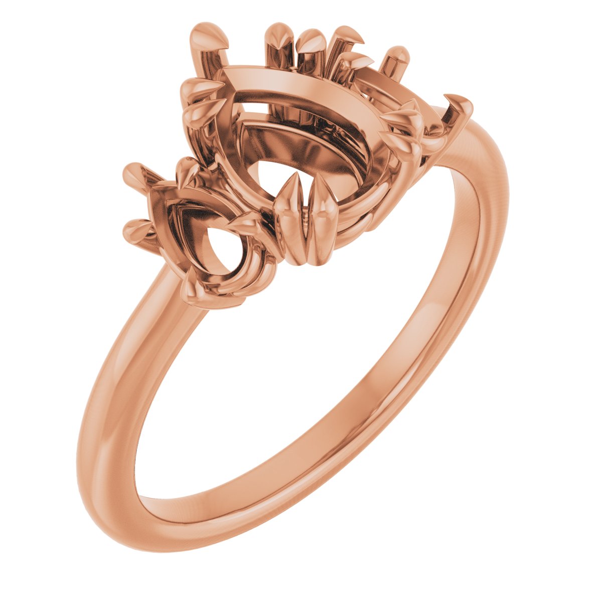 Double Claw-Prong Three-Stone Engagement Ring