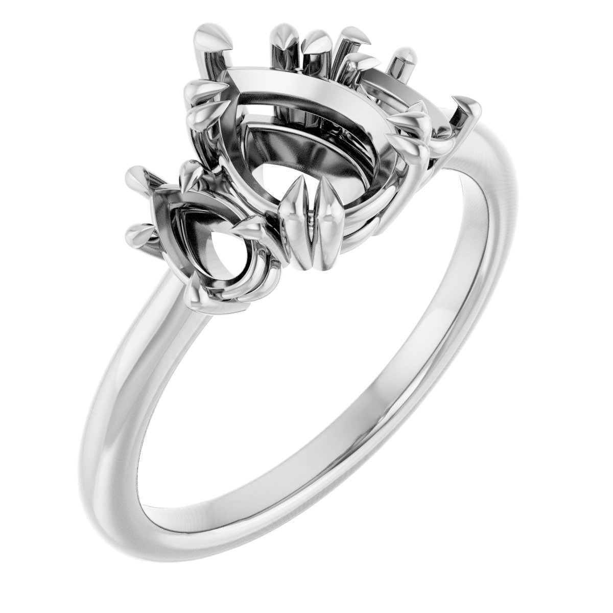 Double Claw-Prong Three-Stone Engagement Ring