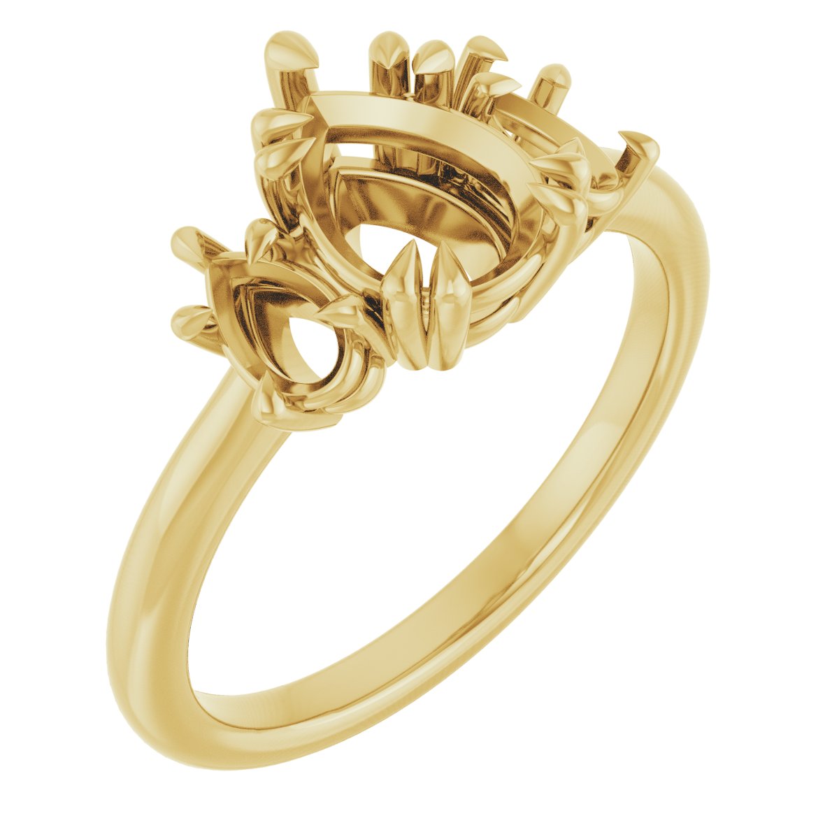 Double Claw-Prong Three-Stone Engagement Ring