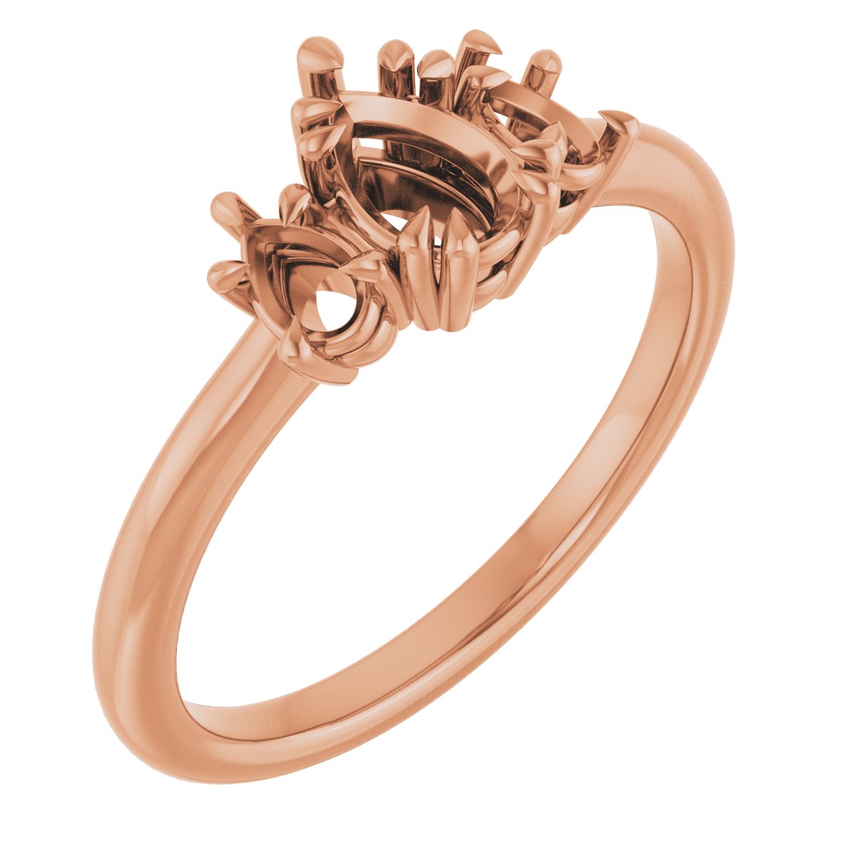 Double Claw-Prong Three-Stone Engagement Ring