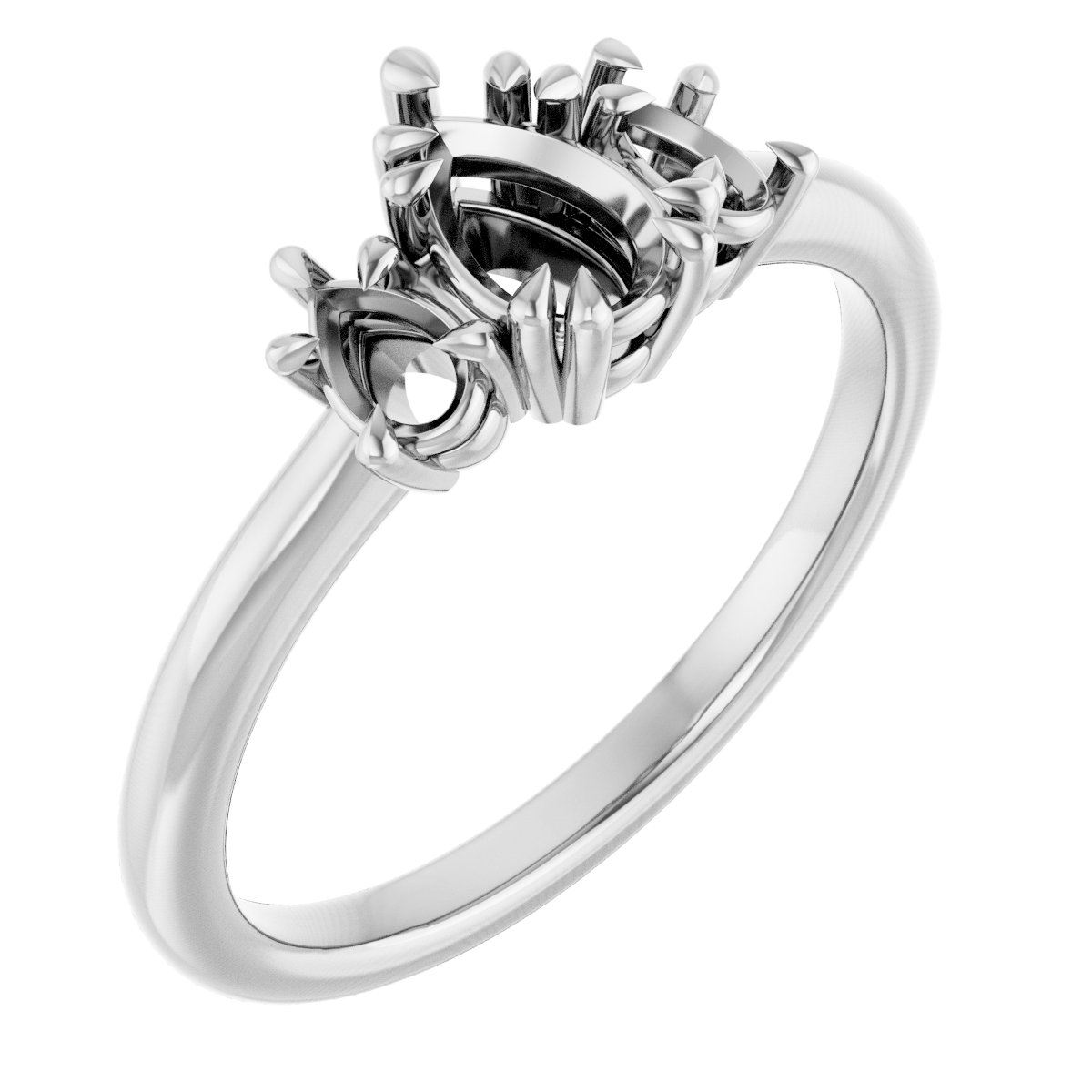 Double Claw-Prong Three-Stone Engagement Ring