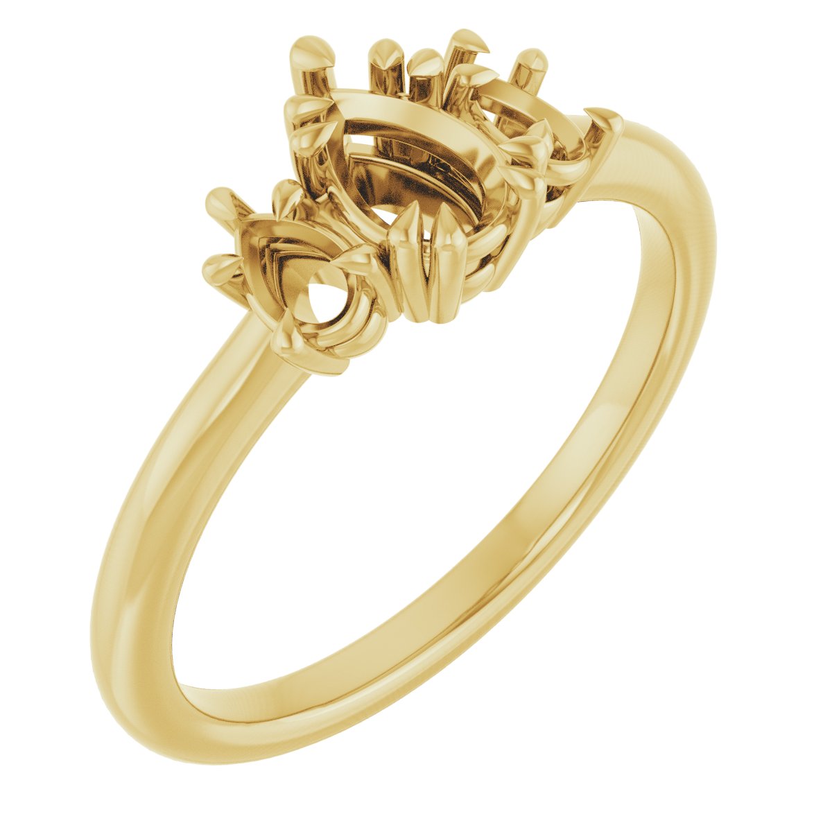 Double Claw-Prong Three-Stone Engagement Ring