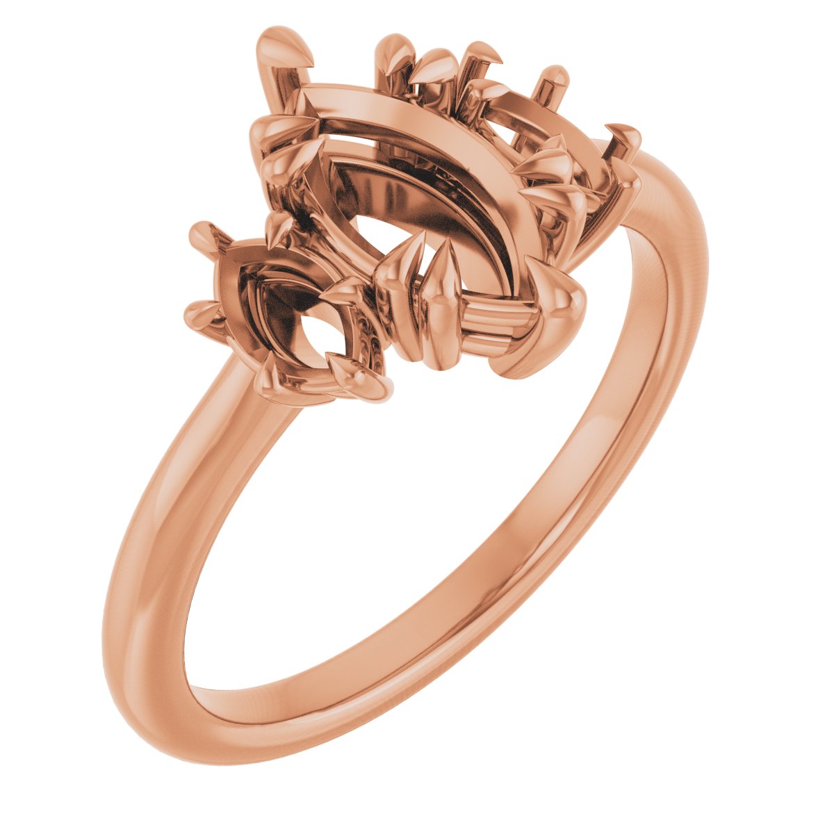 Double Claw-Prong Three-Stone Engagement Ring