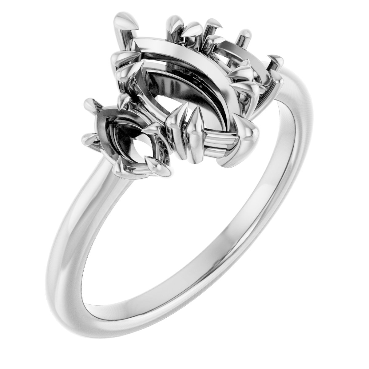 Double Claw-Prong Three-Stone Engagement Ring