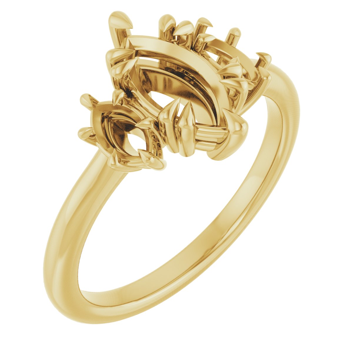 Double Claw-Prong Three-Stone Engagement Ring
