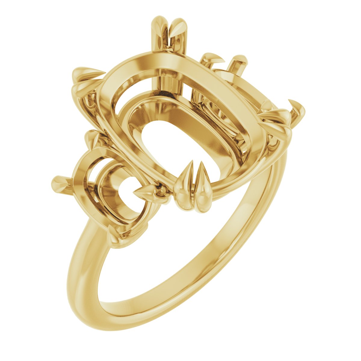 Double Claw-Prong Three-Stone Engagement Ring