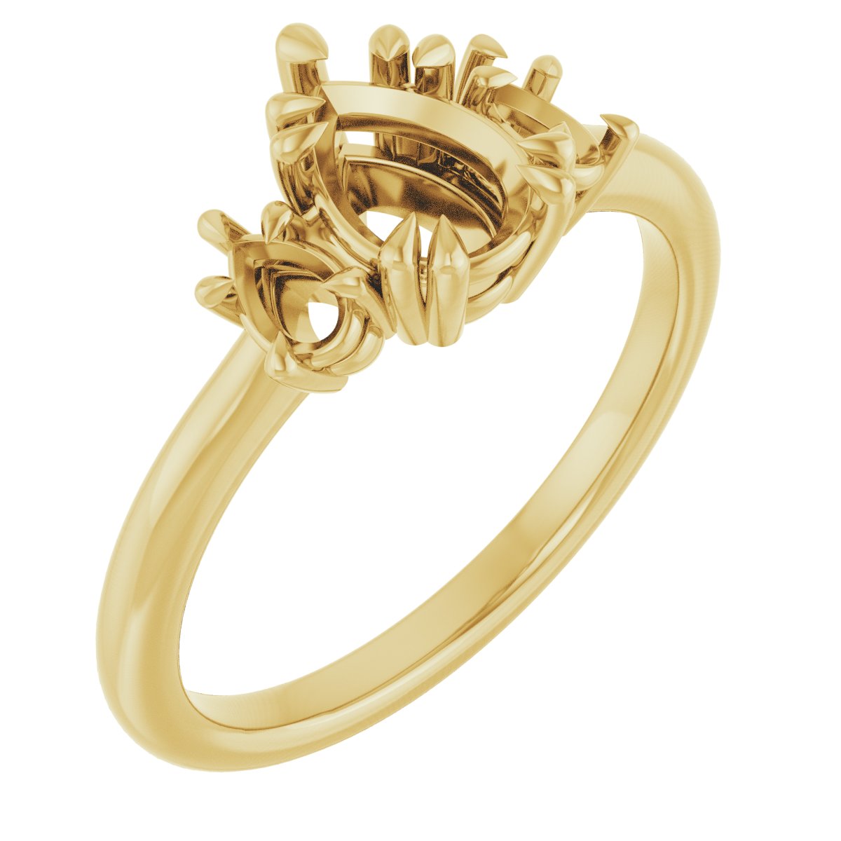 Double Claw-Prong Three-Stone Engagement Ring