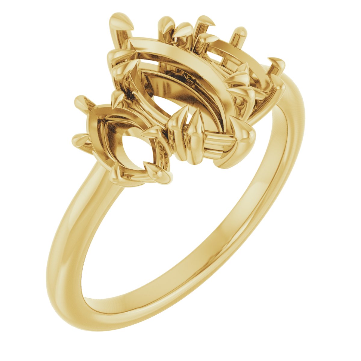 Double Claw-Prong Three-Stone Engagement Ring