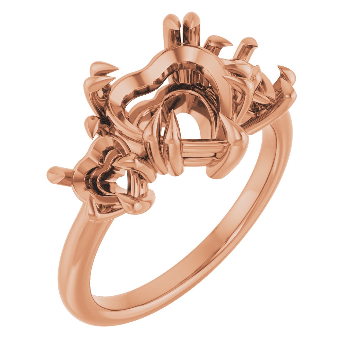 Double Claw-Prong Three-Stone Engagement Ring