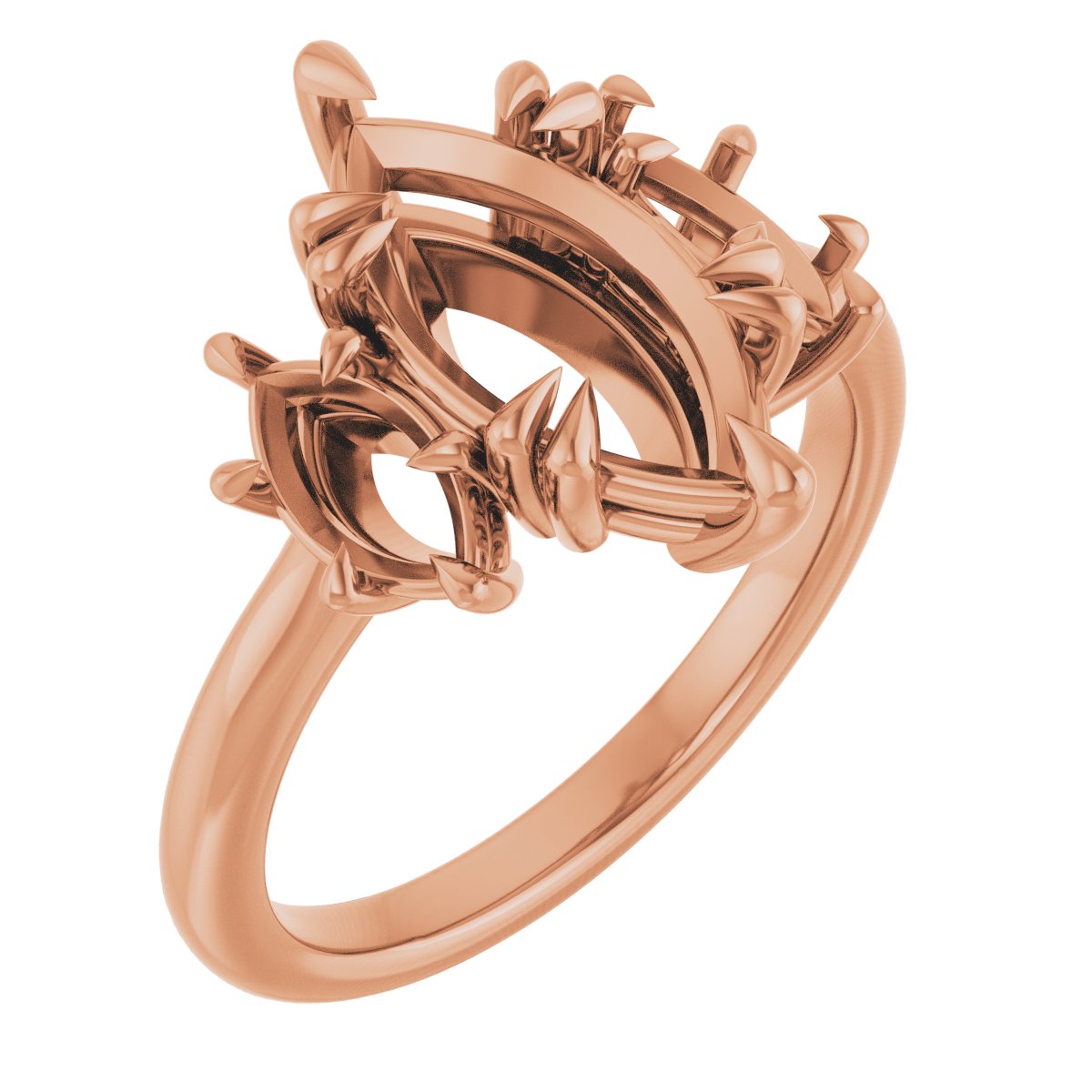 Double Claw-Prong Three-Stone Engagement Ring