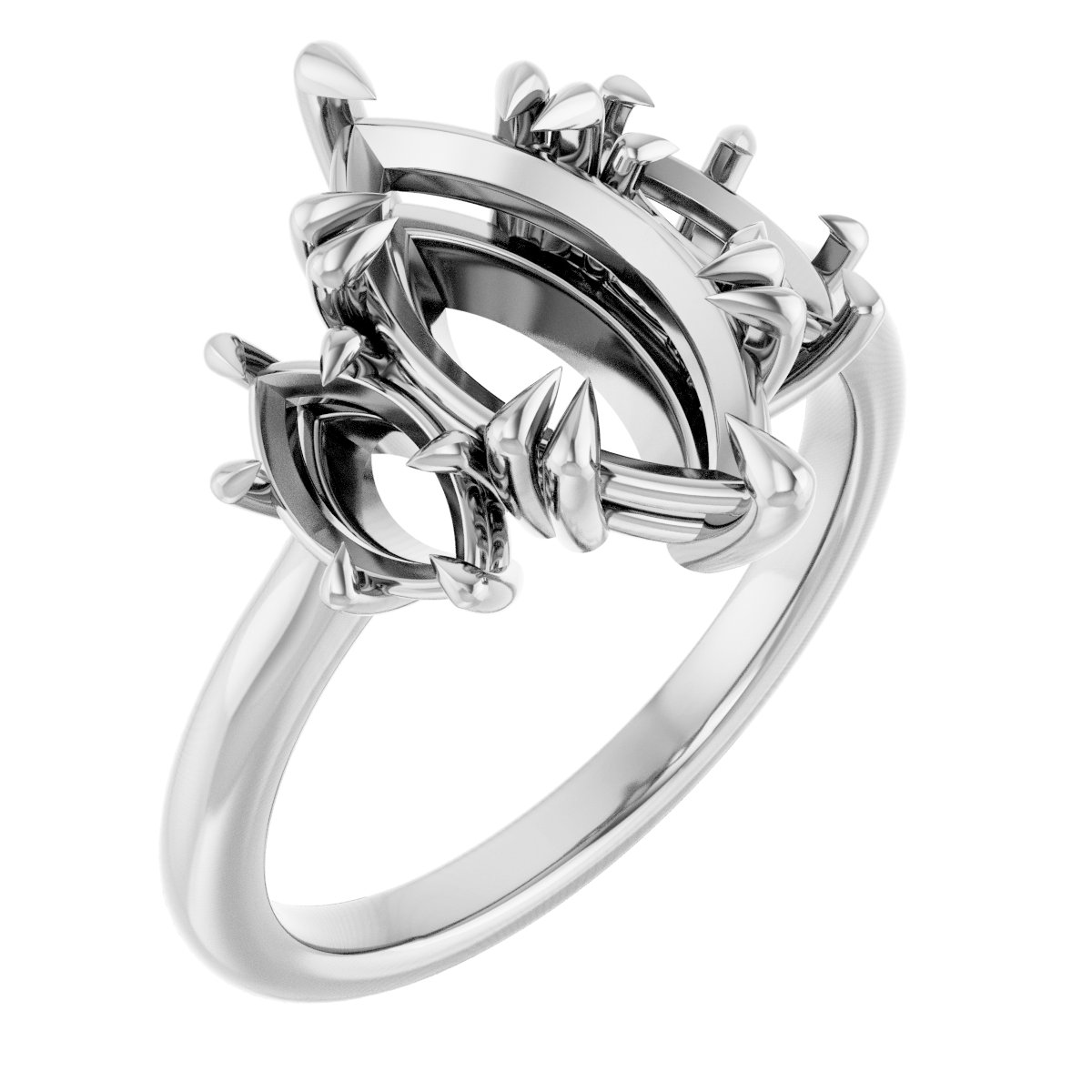 Double Claw-Prong Three-Stone Engagement Ring