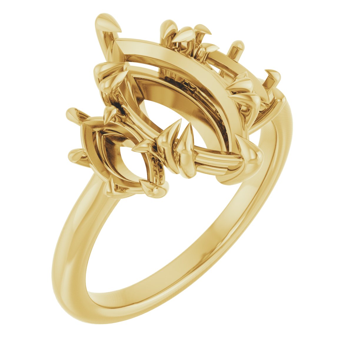 Double Claw-Prong Three-Stone Engagement Ring
