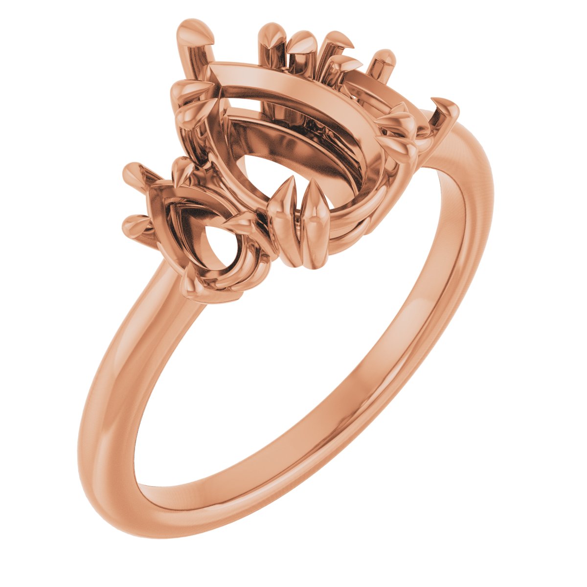 Double Claw-Prong Three-Stone Engagement Ring