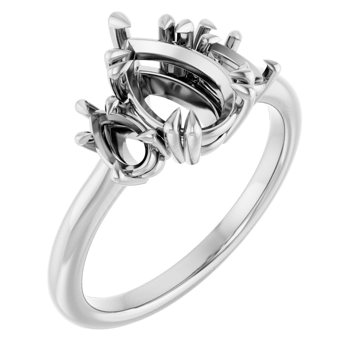 Double Claw-Prong Three-Stone Engagement Ring