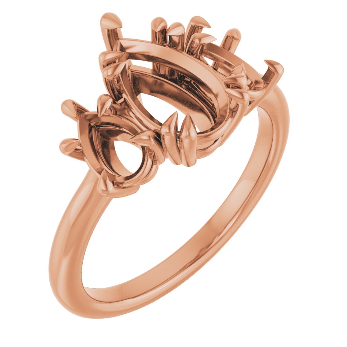Double Claw-Prong Three-Stone Engagement Ring