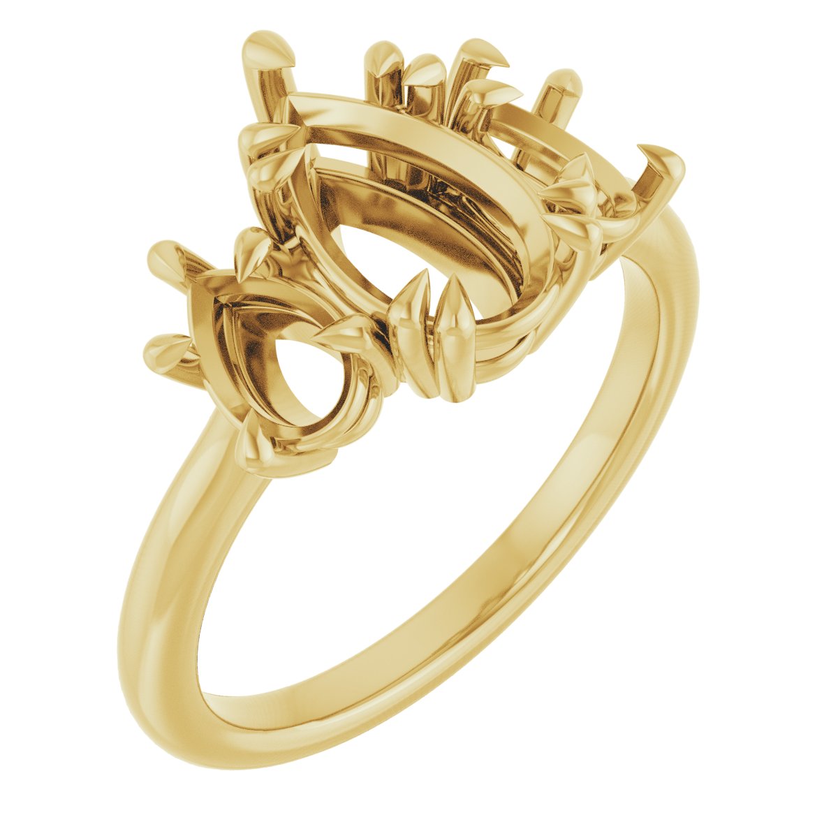 Double Claw-Prong Three-Stone Engagement Ring