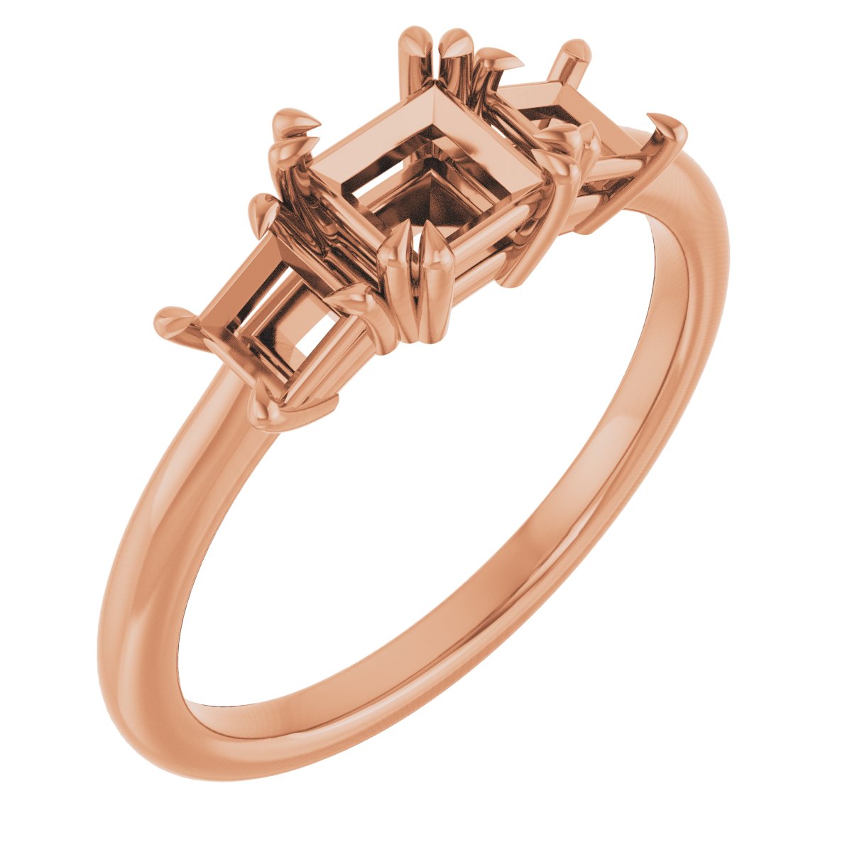 Double Claw-Prong Three-Stone Engagement Ring