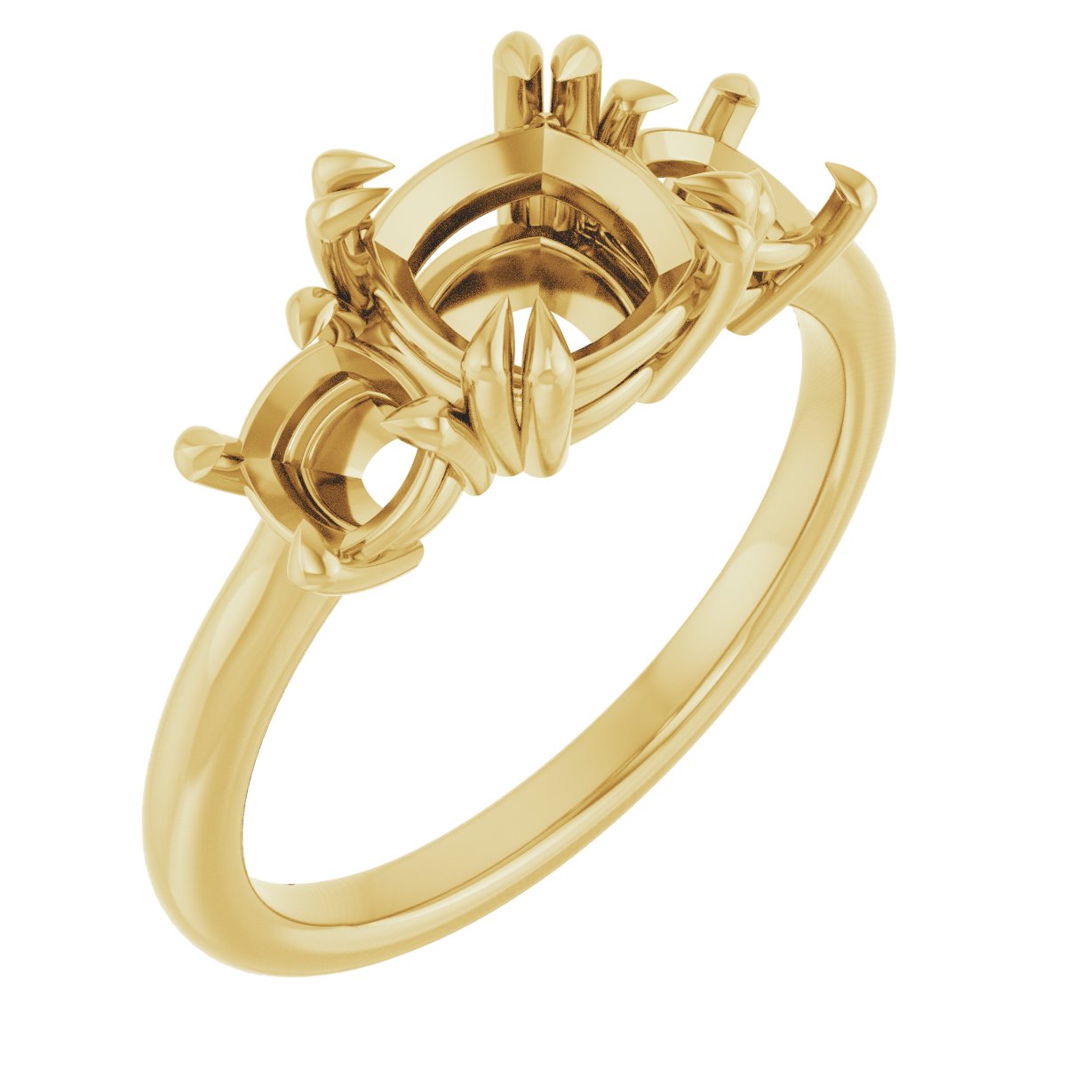Double Claw-Prong Three-Stone Engagement Ring
