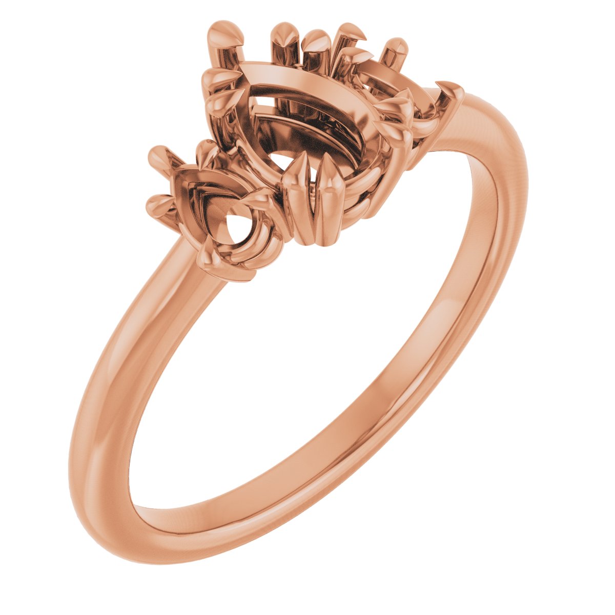 Double Claw-Prong Three-Stone Engagement Ring