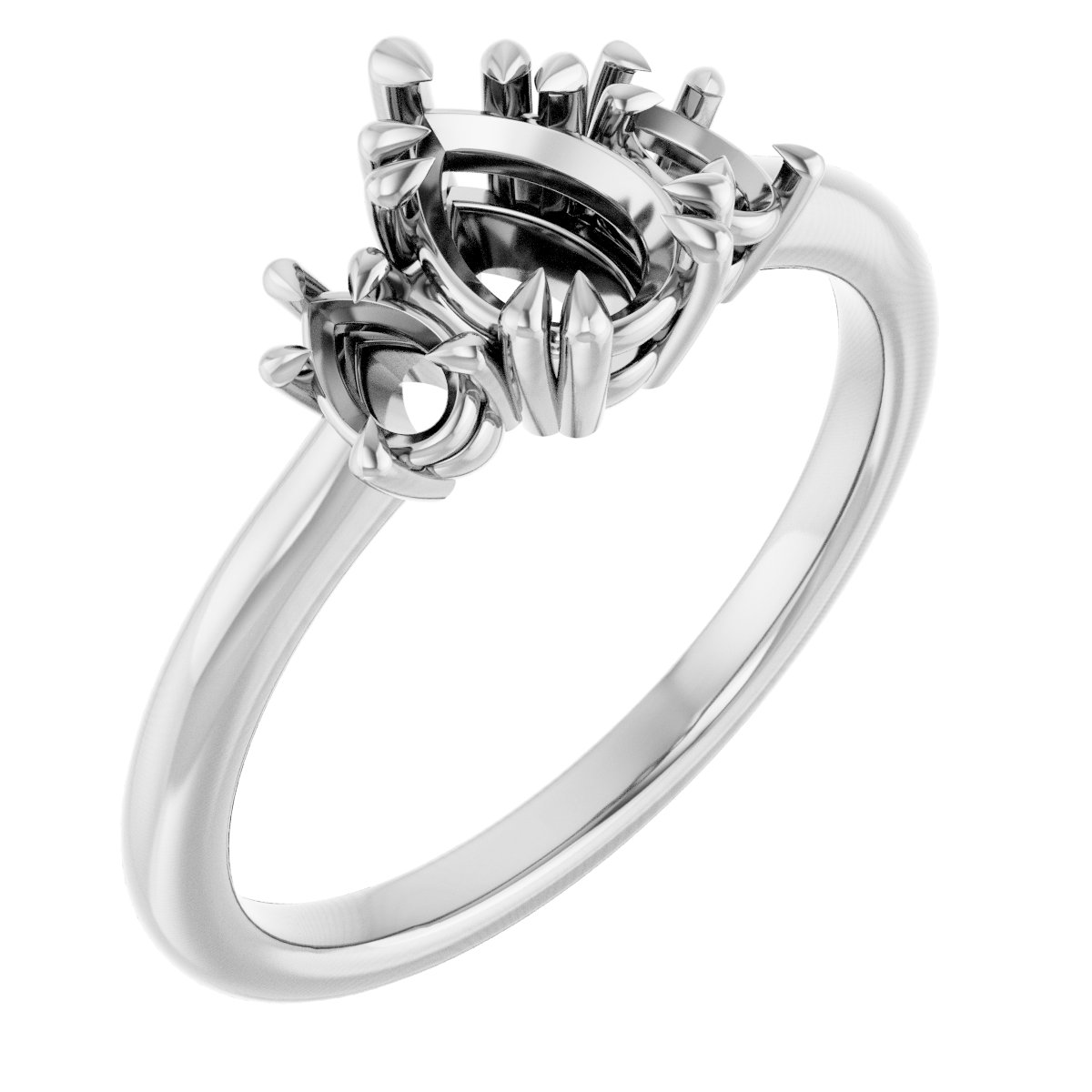 Double Claw-Prong Three-Stone Engagement Ring
