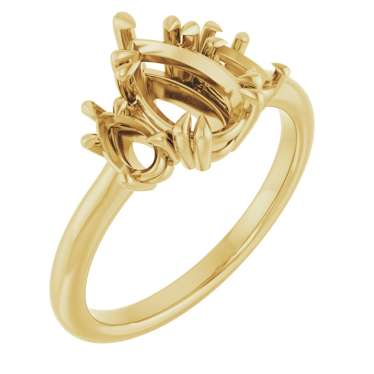 Double Claw-Prong Three-Stone Engagement Ring