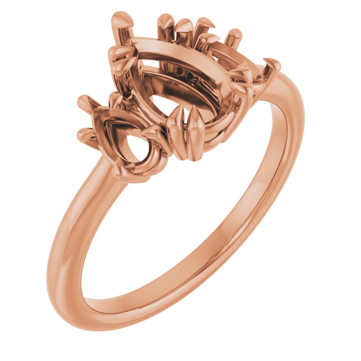 Double Claw-Prong Three-Stone Engagement Ring